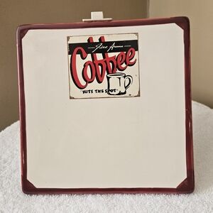 Vintage-Style Coffee Wall Tile Plaque in Cream and Red